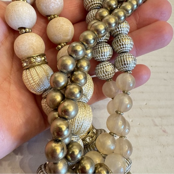 Chico's Graduated Beaded Necklace Multi Style Beads Metal Wood String Rhinestone - Picture 15 of 16